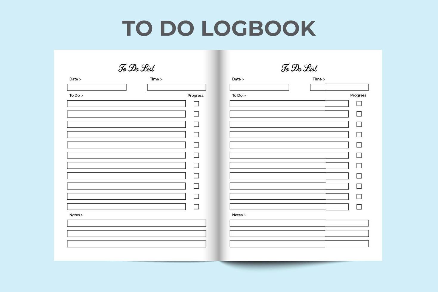 att göra lista anteckningsbok interiör. att göra lista loggbok och uppgift spårare. uppgift planerare anteckningsbok. arbete lista tidning interiör. till do uppgift loggbok. dagligen arbete checklista planerare. logga bok interiör. vektor