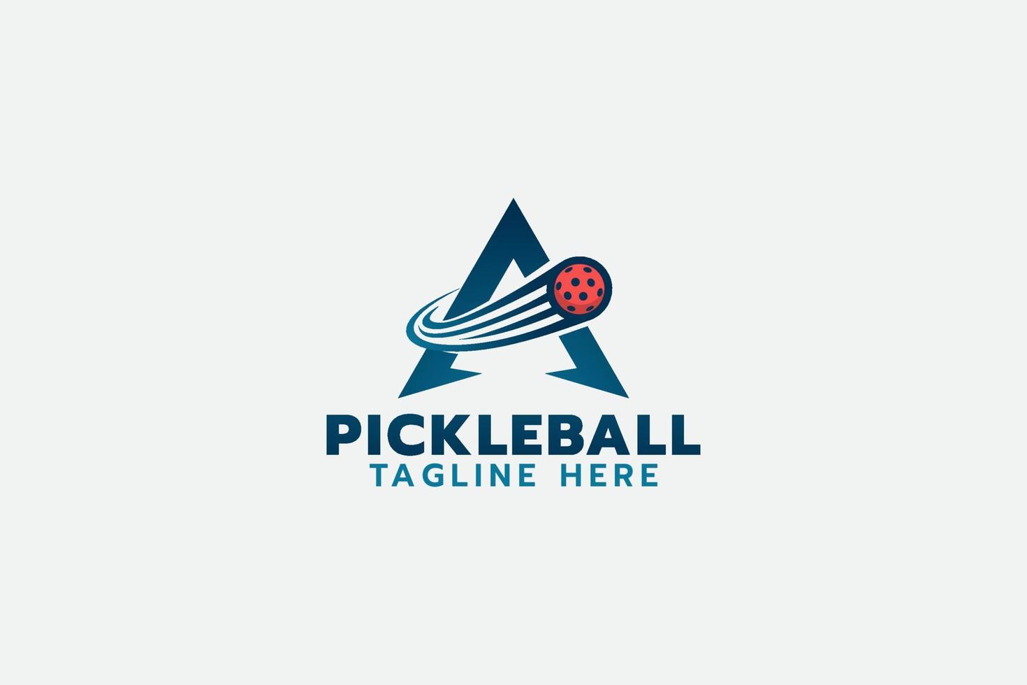 Pickleball-Logo mit einer Kombination aus Pickleball, Buchstabe a und Swoosh vektor