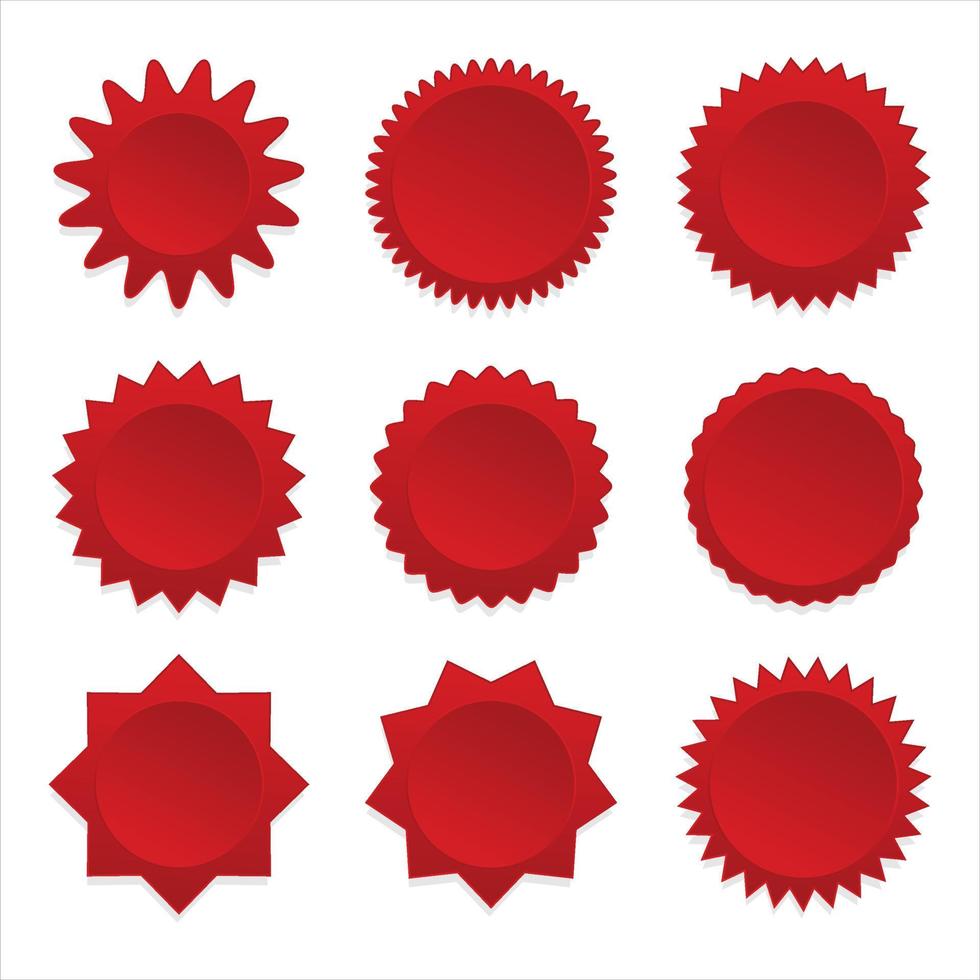 samling av röd tom etiketter försäljning eller rabatt klistermärke vektor illustration