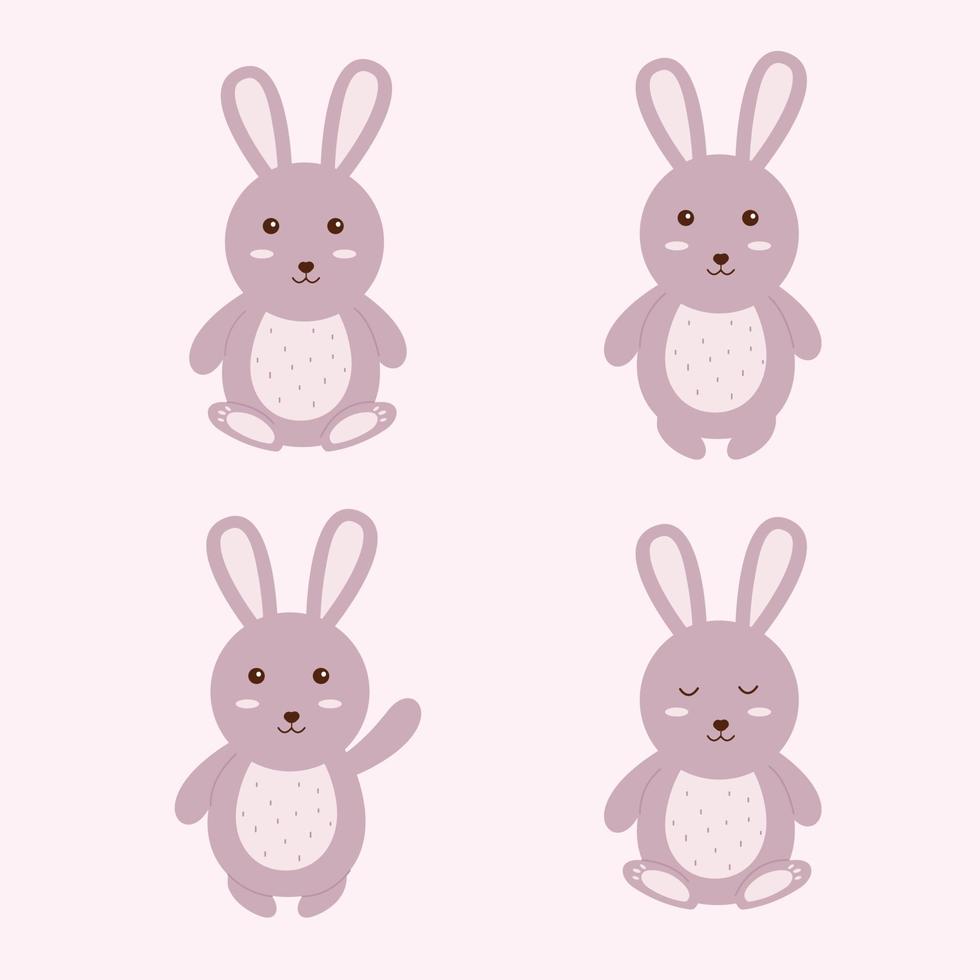 uppsättning av karaktär kaniner, boho kanin. vektor illustration.