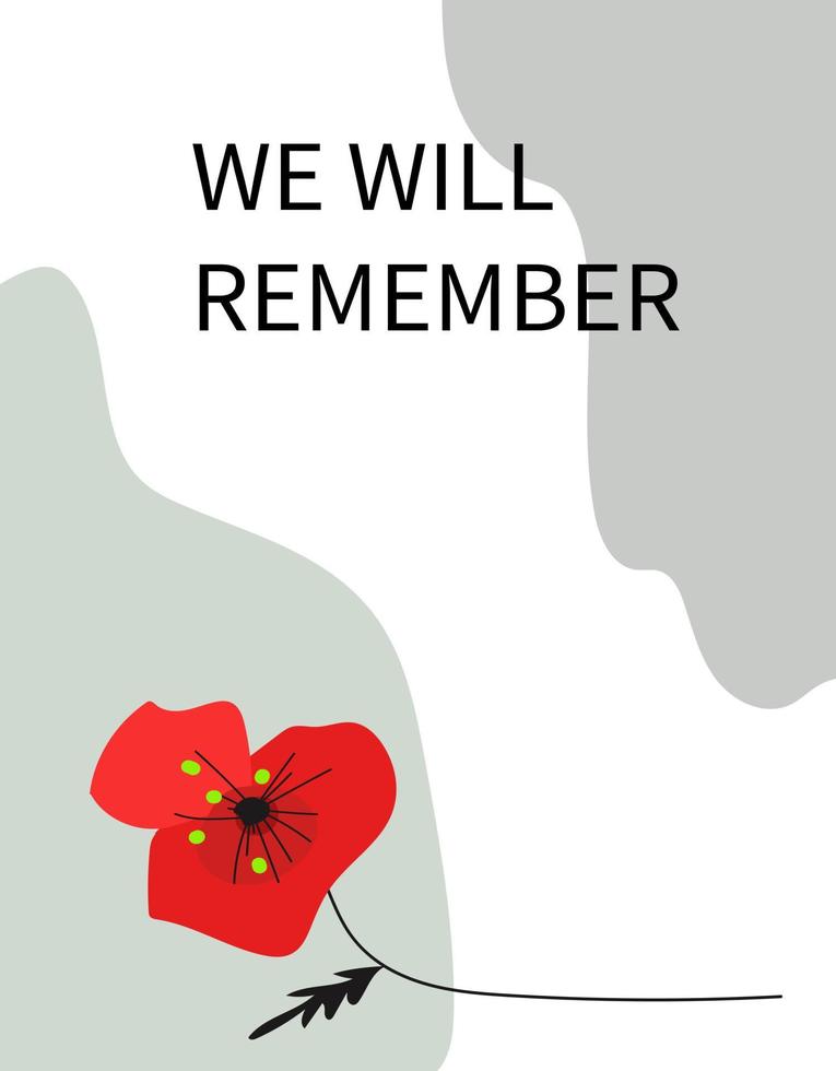 rote helle mohnblume, vektordoodle-banner für gedenktag, gedenktag, anzac-tag vektor