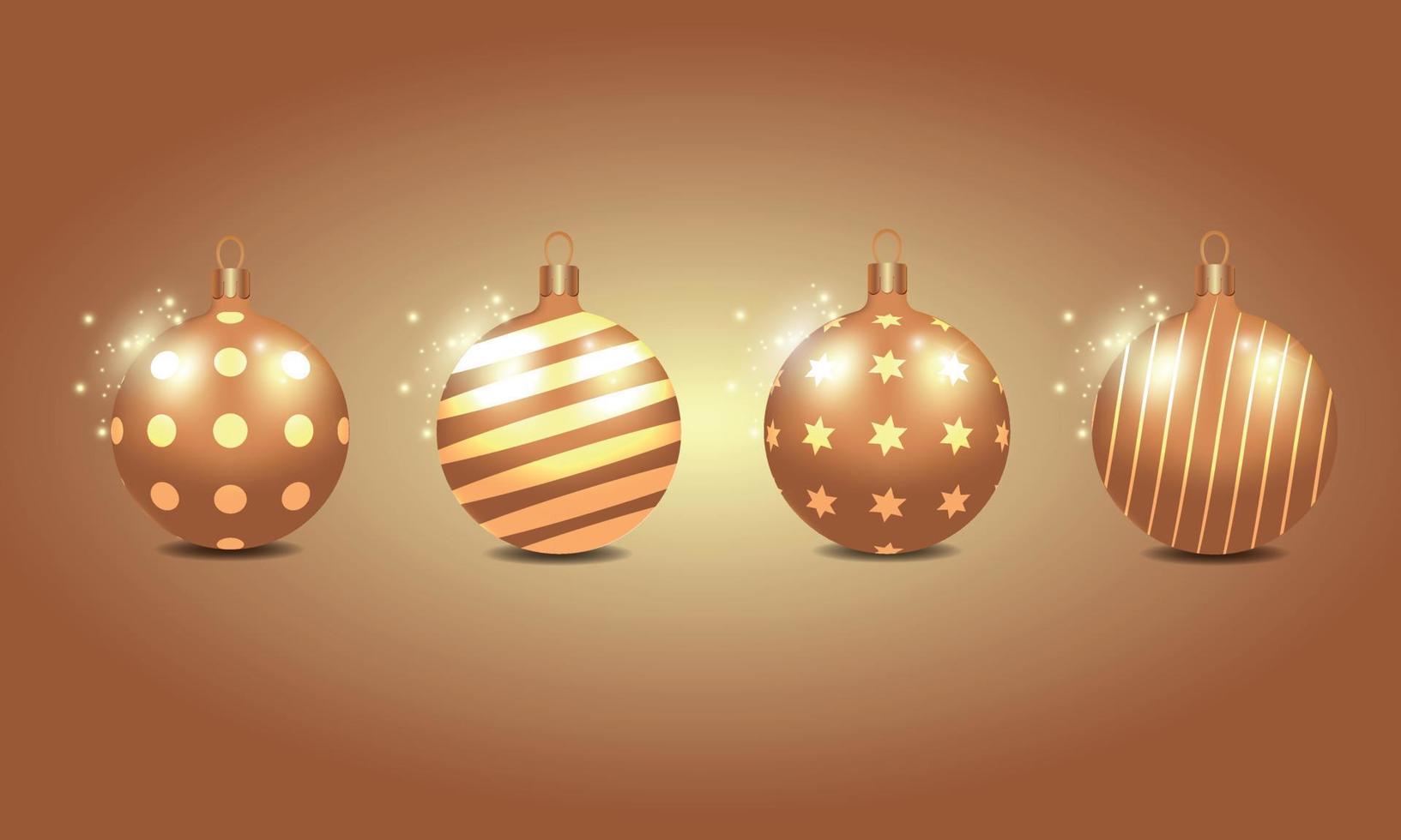 ein Satz goldener Silvesterballons für den Weihnachtsbaum. Dekoration. vektor