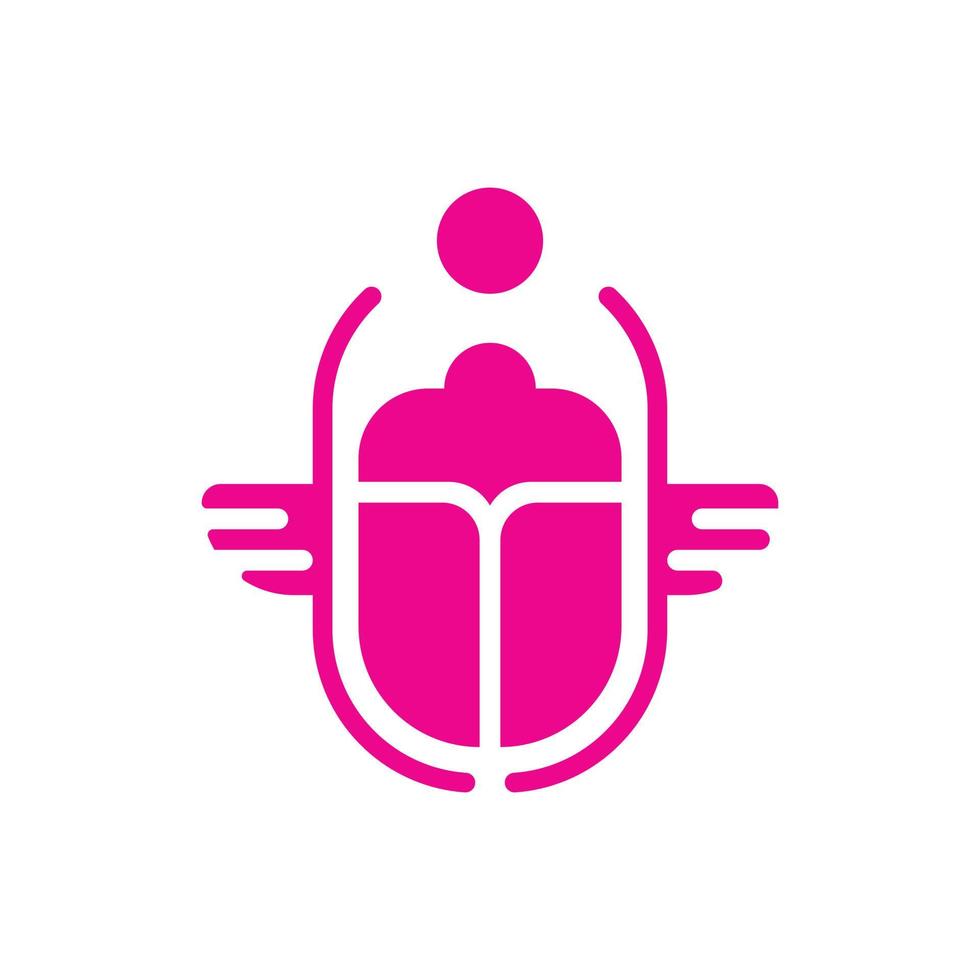 eps10 rosa Vektor ägyptischer Skarabäus solide Kunstikone isoliert auf weißem Hintergrund. geflügeltes Skarabäus- und Sonnensymbol in einem einfachen, flachen, trendigen, modernen Stil für Ihr Website-Design, Logo und mobile App