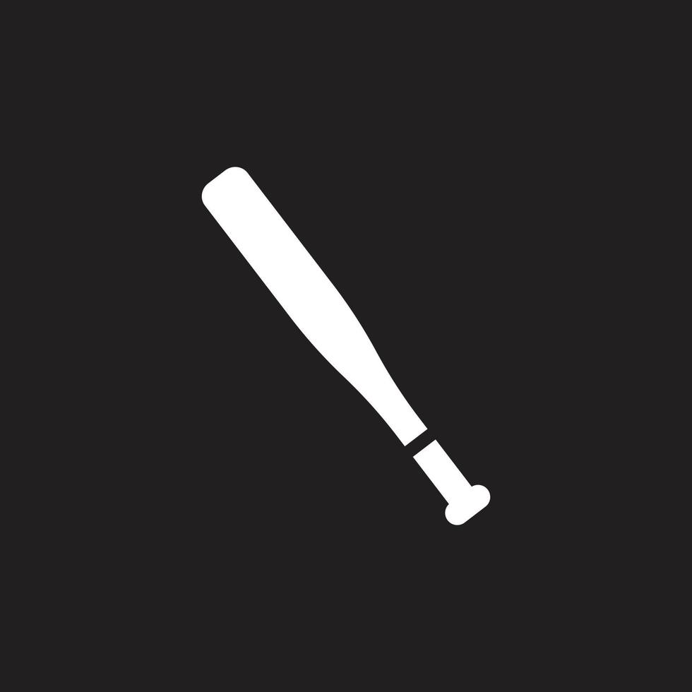 eps10 vit vektor baseboll fladdermus abstrakt fast konst ikon isolerat på svart bakgrund. sport träffa Utrustning symbol i en enkel platt trendig modern stil för din hemsida design, logotyp, och mobil app