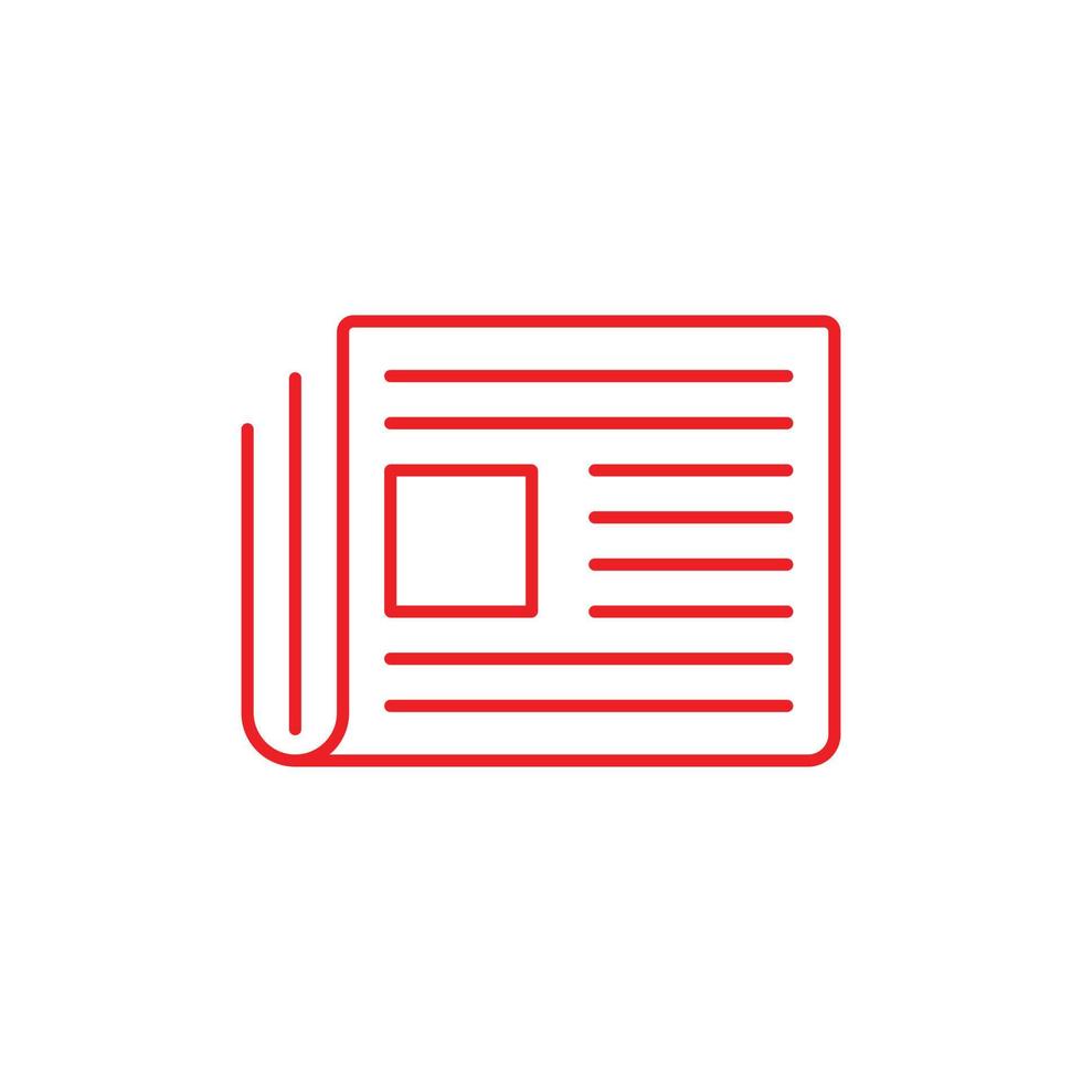 eps10 röd vektor artikel eller tidning linje konst ikon isolerat på vit bakgrund. Tryck eller tidskrift översikt symbol i en enkel platt trendig modern stil för din hemsida design, logotyp, och mobil app