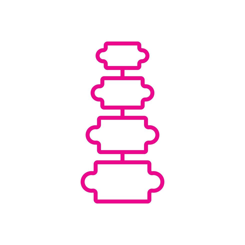 eps10 rosa Vektor menschliche Wirbelsäule Knochen Struktursymbol isoliert auf weißem Hintergrund. Wirbelsäulendiagnostik-Umrisssymbol in einem einfachen, flachen, trendigen, modernen Stil für Ihr Website-Design, Logo und mobile App