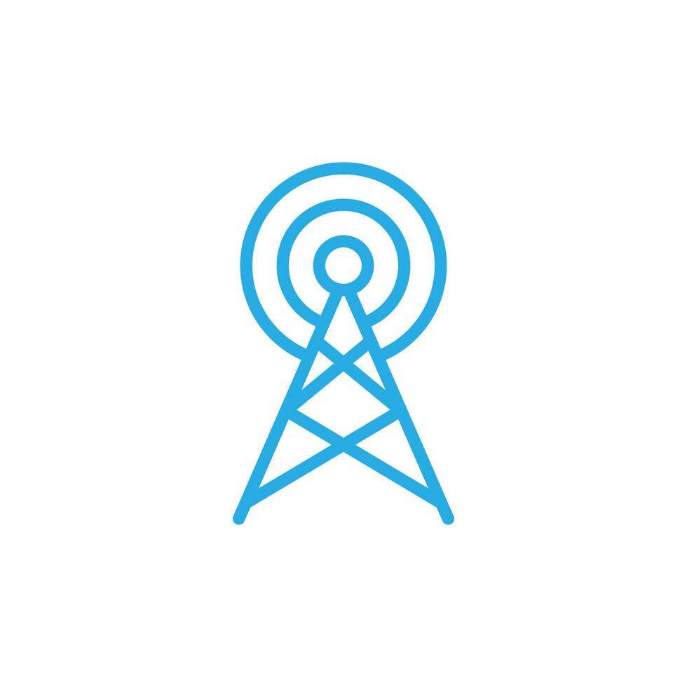 eps10 blaue Vektorsenderantenne oder Broadcast-Symbol isoliert auf weißem Hintergrund. Wi-Fi-Tower-Umrisssymbol in einem einfachen, flachen, trendigen, modernen Stil für Ihr Website-Design, Logo und mobile App vektor