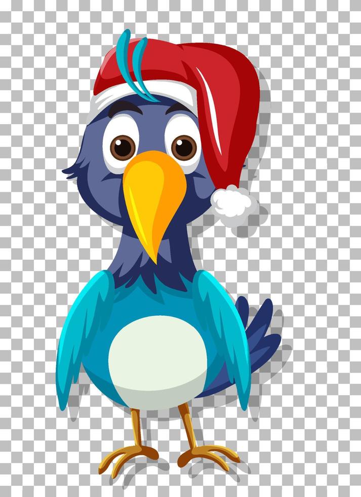 ein blauer Vogel mit Weihnachtsmütze vektor