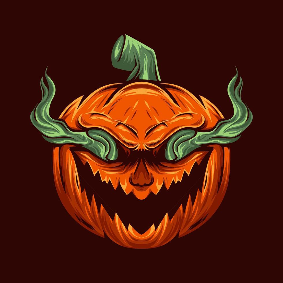 skrämmande pumpa huvud vektor illustration med halloween tema
