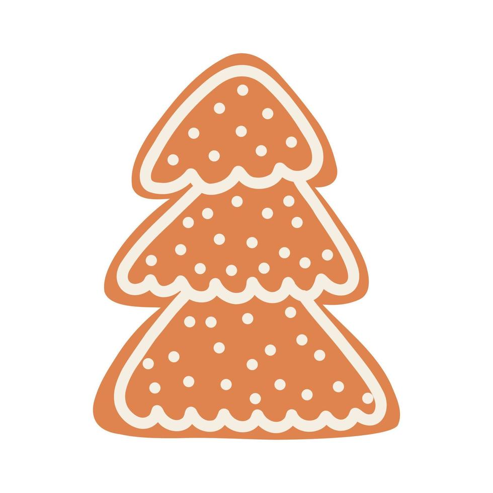 Weihnachtslebkuchen im Cartoon-Stil. hand gezeichnete vektorillustration des winterferienlebensmittels, weihnachtsbaum vektor