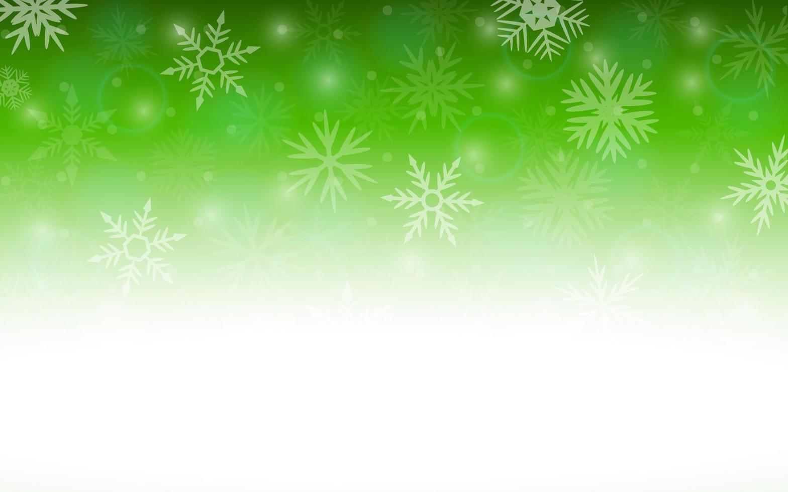 grön jul bakgrund med snöflingor vektor
