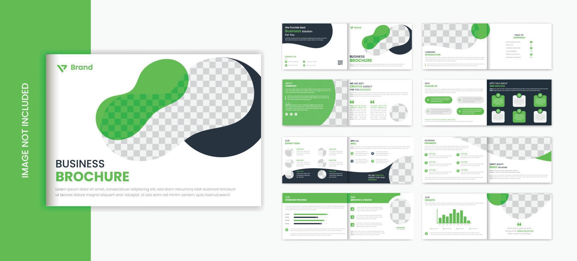 Grüne Unternehmenslandschaft 16-seitige Broschüren-Designvorlage in organischer Form für Unternehmen vektor