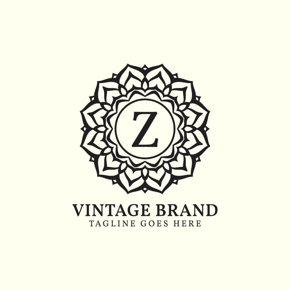 luxuriöses mandala vintage buchstabe z vektor logo design