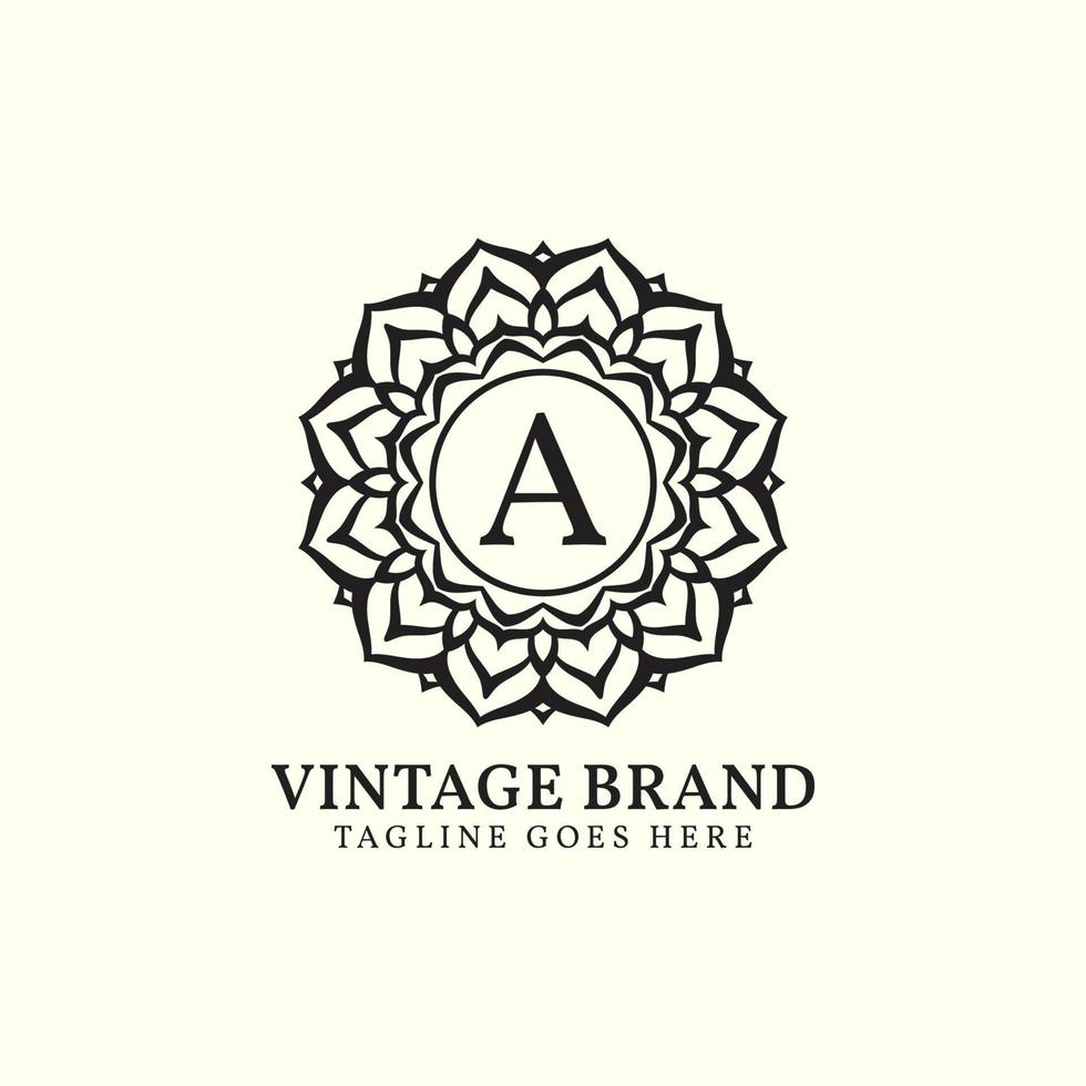 luxuriöser Mandala-Vintage-Buchstabe ein Vektor-Logo-Design vektor