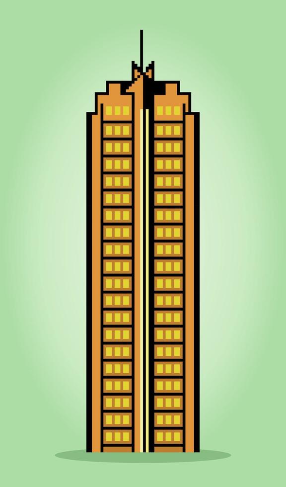 8-bitars pixel ikon hög byggnad i vektor illustrationer för spel tillgångar och webb ikoner