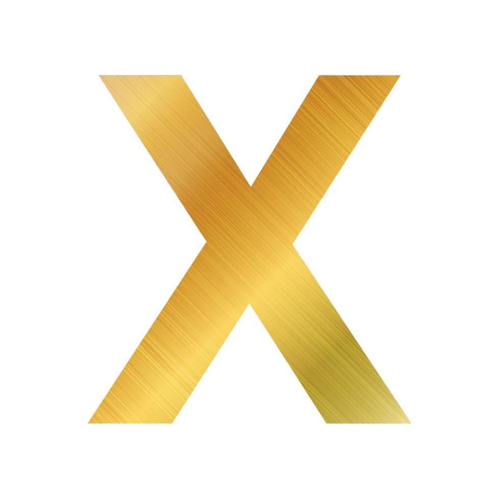 Englisches Alphabet, goldener Texturbuchstabe x auf weißem Hintergrund - Vektor