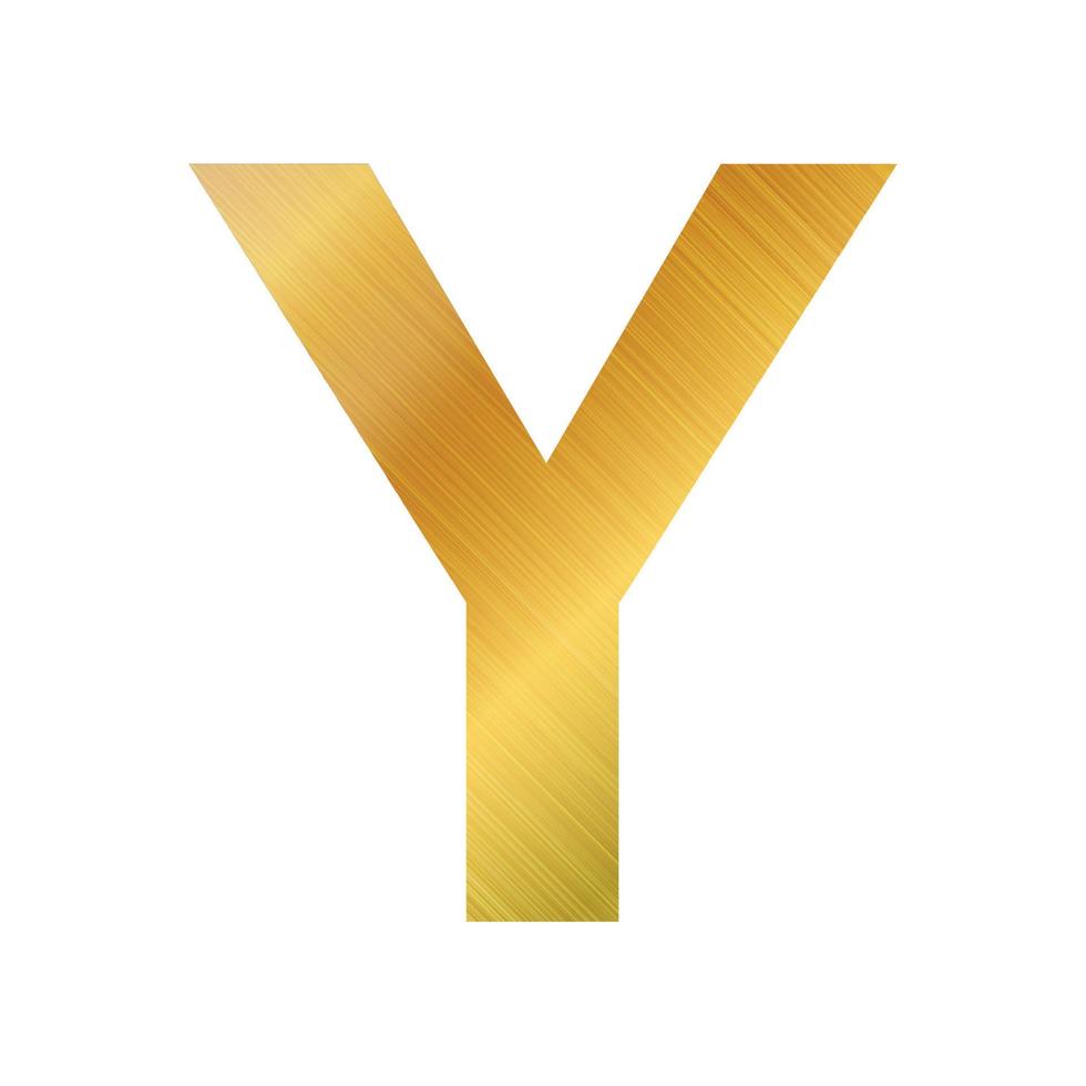Englisches Alphabet, Goldtexturbuchstabe y auf weißem Hintergrund - Vektor