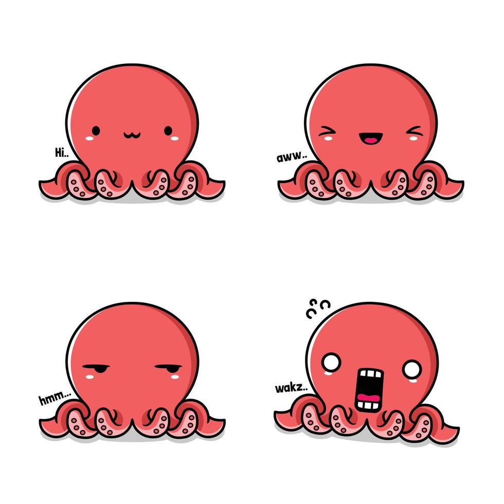 vektor illustration av söt bläckfisk emoji