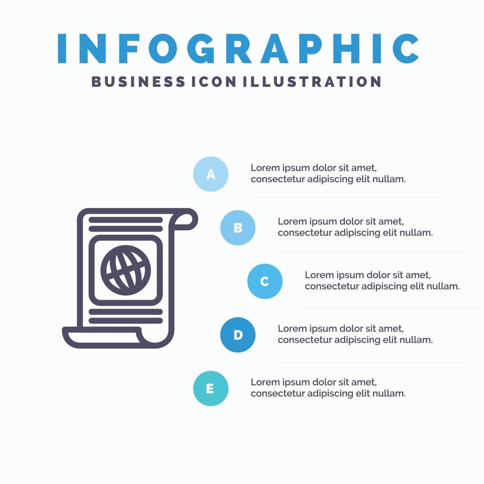 Ziel Ziele Ziel Welt Datei Liniensymbol mit 5 Schritten Präsentation Infografiken Hintergrund vektor