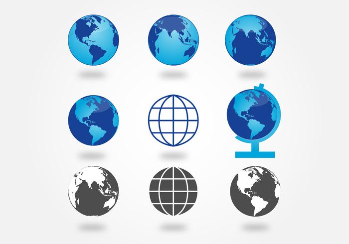 Nio Globe Utseende Vector Set