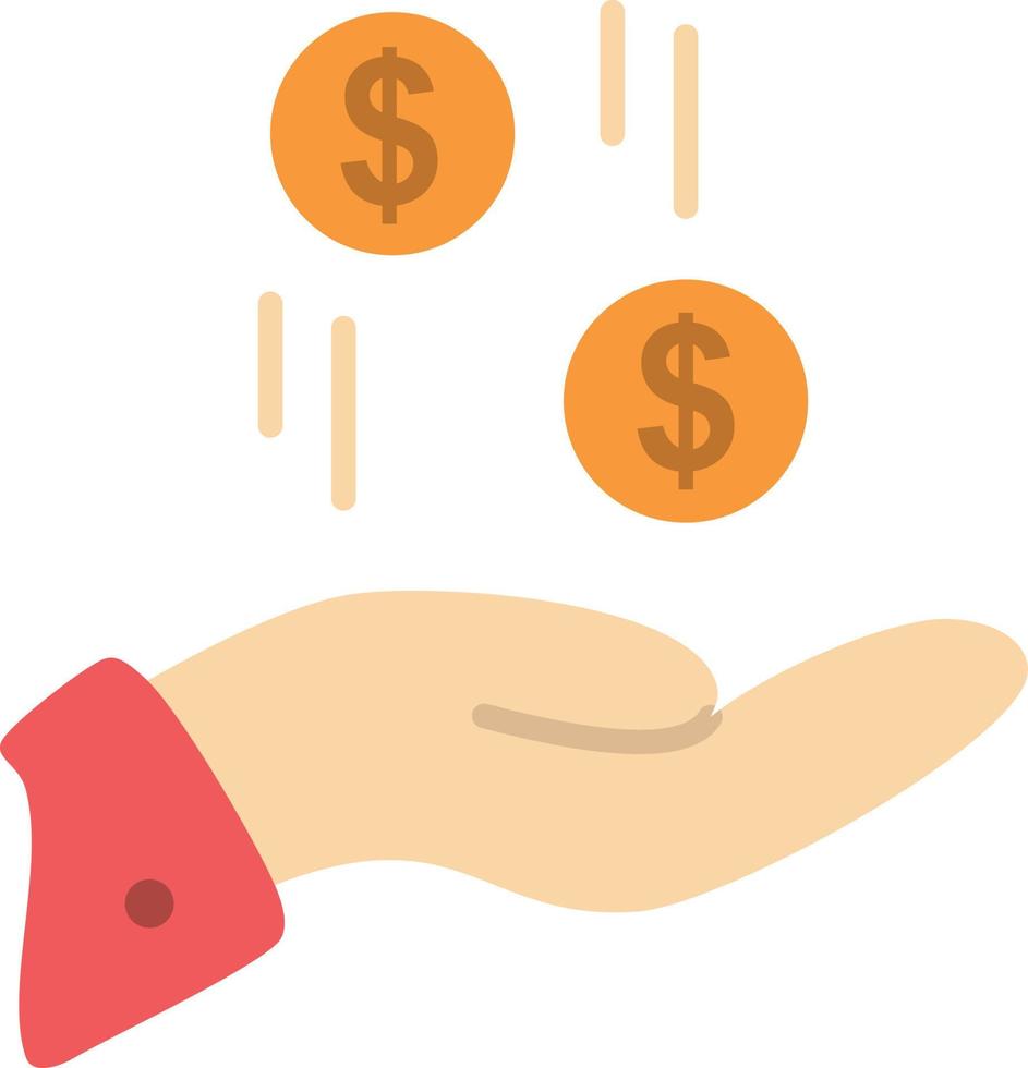 hand dollar pengar valuta välgörenhet platt Färg ikon vektor ikon baner mall