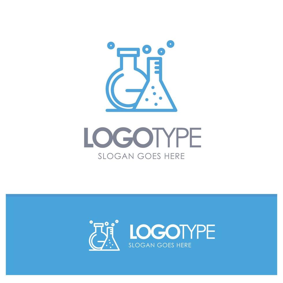 flaska labb rör testa blå översikt logotyp plats för Tagline vektor