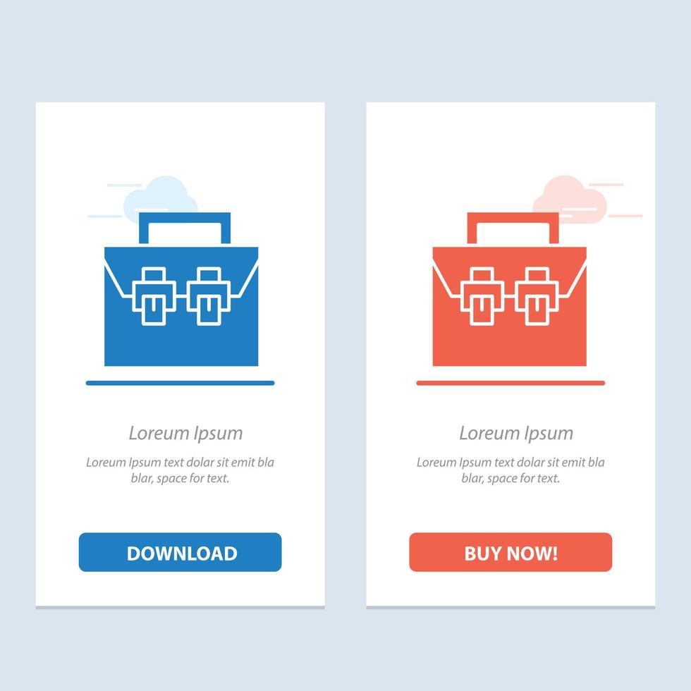 Tasche Box Baumaterial Toolkit blau und rot Laden Sie jetzt herunter und kaufen Sie die Kartenvorlage für Web-Widgets vektor