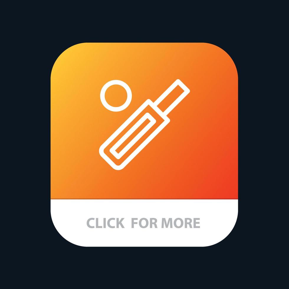 Australien boll fladdermus cricket sport mobil app knapp android och ios linje version vektor