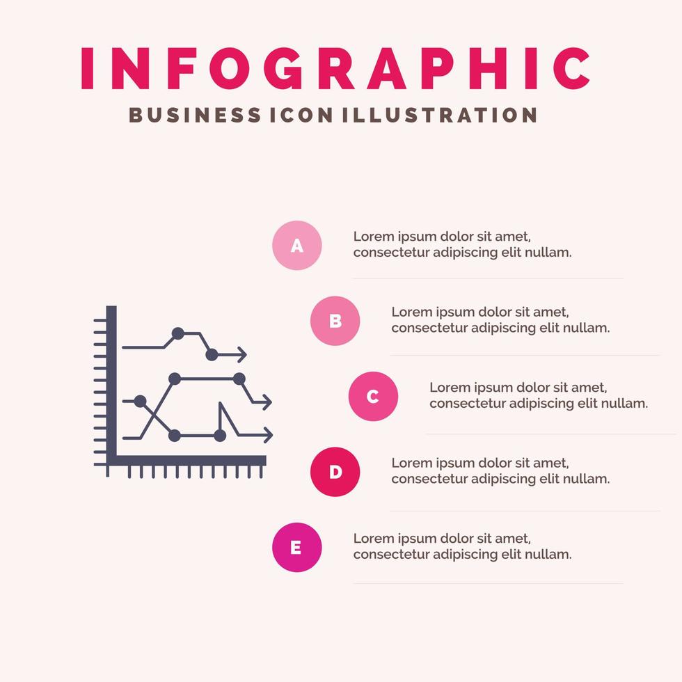 Analytik Geschäftsdiagramm Diagramm Trends festes Symbol Infografiken 5 Schritte Präsentation Hintergrund vektor