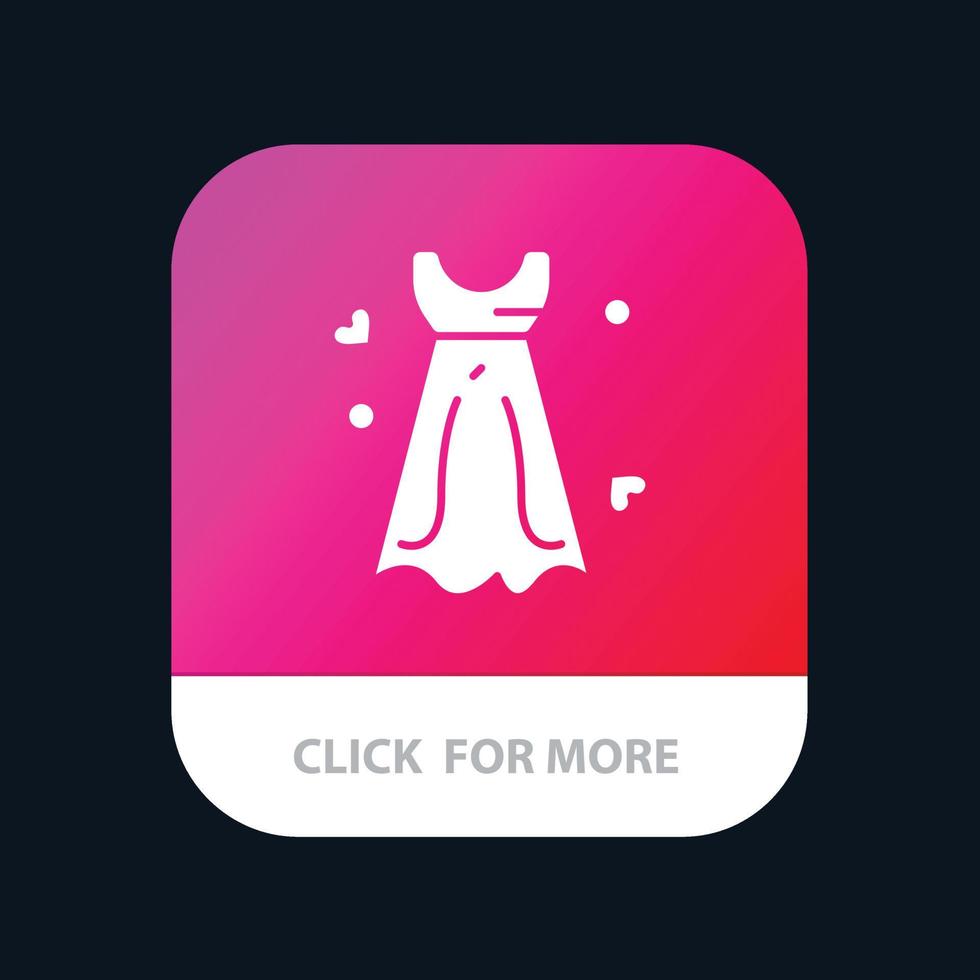 klänning kvinnor bröllop klänning bröllop mobil app knapp android och ios glyf version vektor