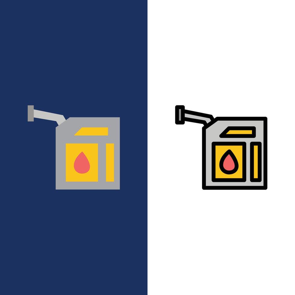 Auto Tankstelle Symbole flach und Linie gefüllt Icon Set Vektor blauen Hintergrund