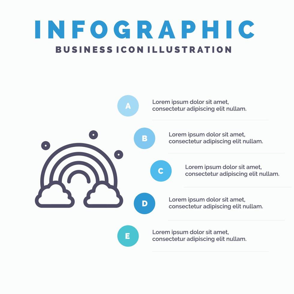 natur regnbåge vår Vinka linje ikon med 5 steg presentation infographics bakgrund vektor