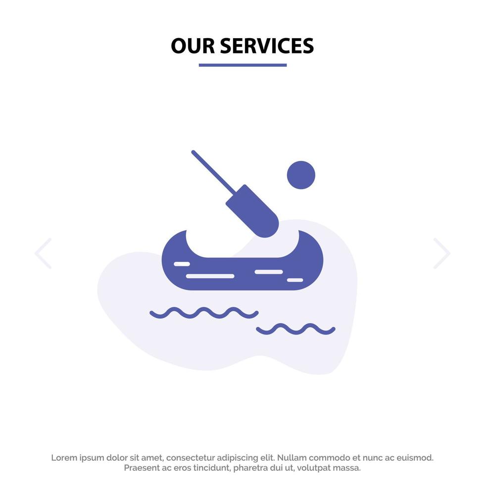 unsere dienstleistungen boot kajak kanada solide glyph icon web card template vektor