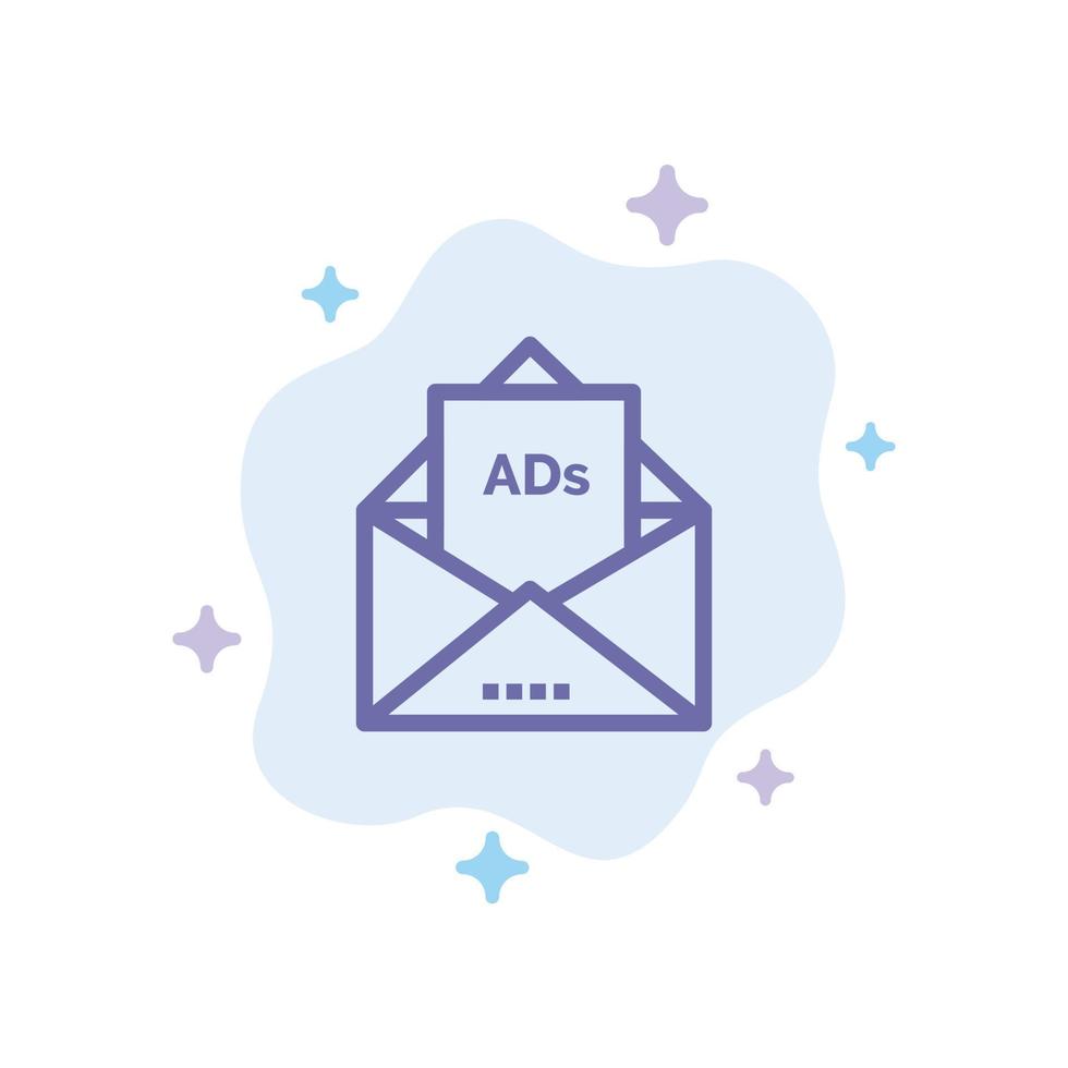Anzeige Werbung E-Mail-Brief-Mail blaues Symbol auf abstraktem Wolkenhintergrund vektor