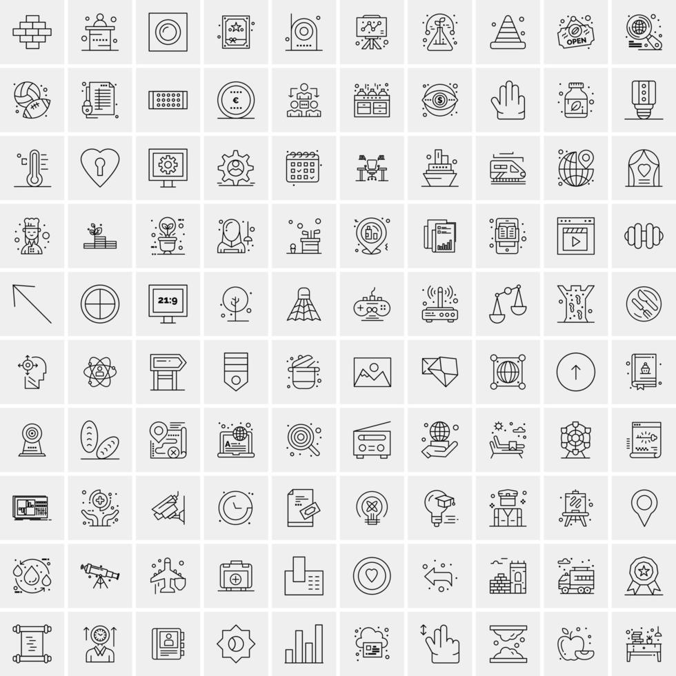 uppsättning av 100 kreativ företag linje ikoner vektor