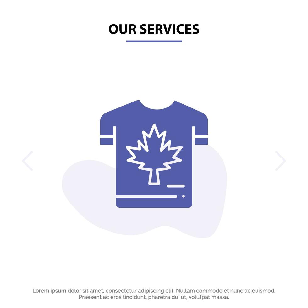 unsere dienstleistungen shirt herbst kanada blatt ahorn solide glyph icon web card template vektor