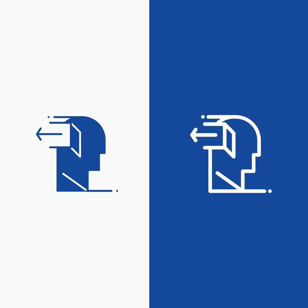 Door Mind Negativ Out Release Line und Glyph Solid Icon Blue Banner Line und Glyph Solid Icon Blue vektor