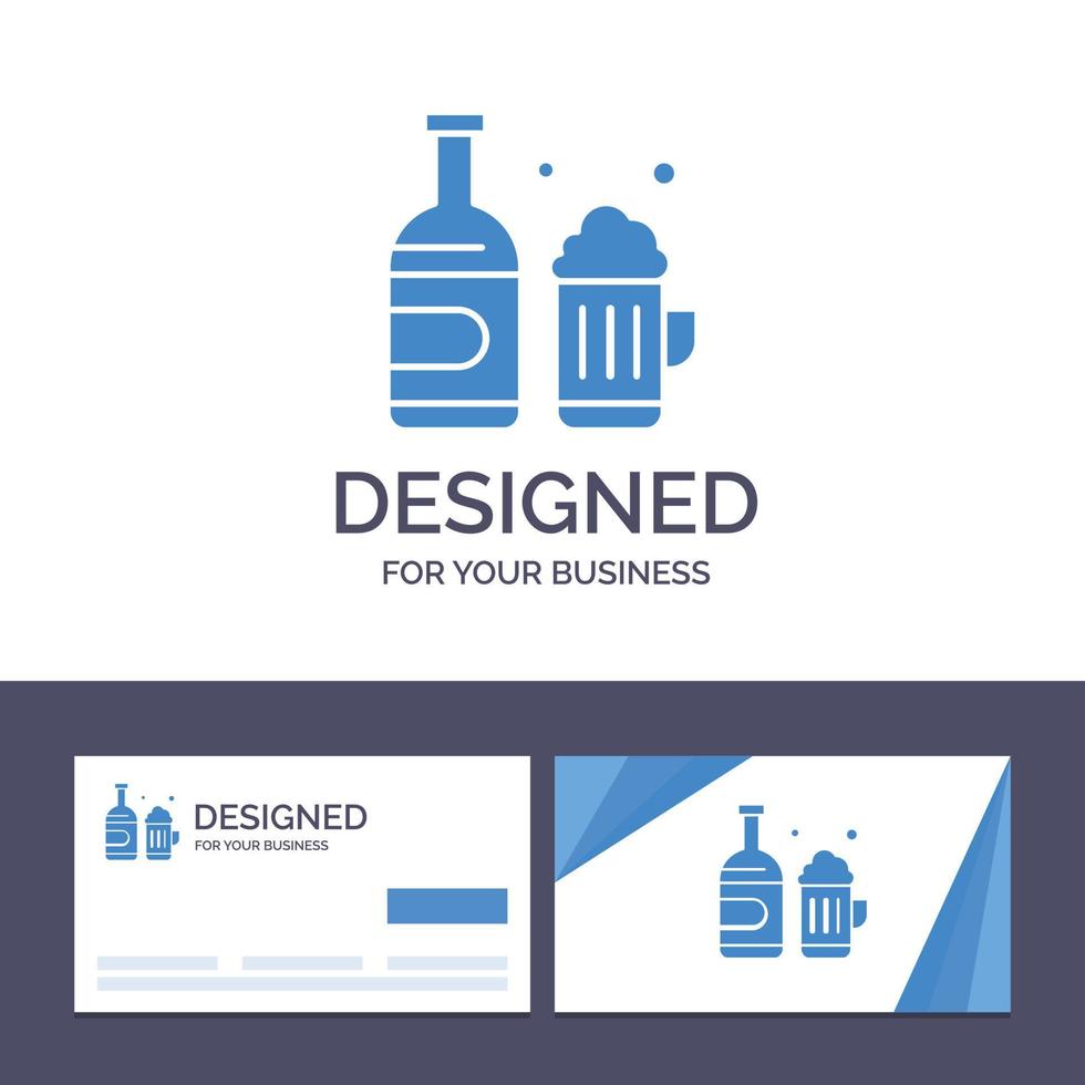 kreativ företag kort och logotyp mall flaska öl kopp kanada vektor illustration