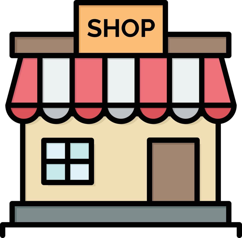 Shop Shop Online-Shop Markt flache Farbe Symbol Vektor Symbol Banner Vorlage