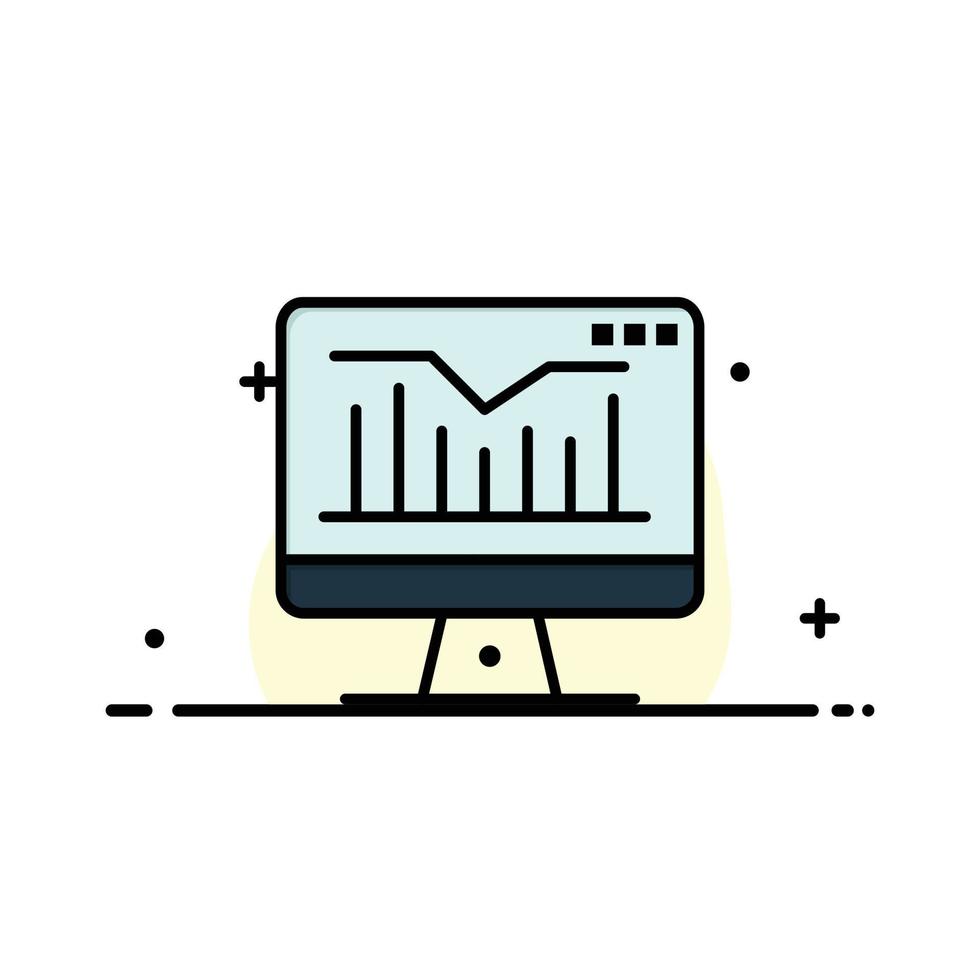 flache farbe der geschäftslogoschablone des statischen diagrammmonitors des computer vektor