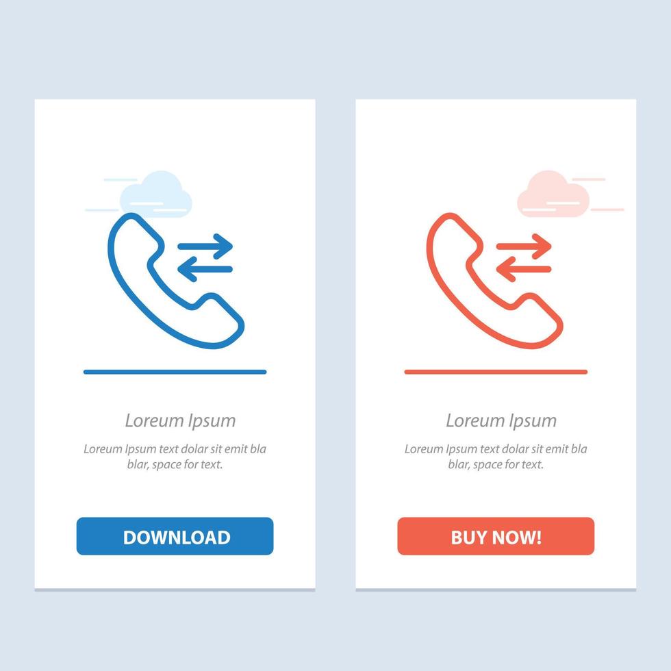 Anruf annehmen Kontaktieren Sie uns Blau und Rot Jetzt herunterladen und kaufen Kartenvorlage für Web-Widgets vektor