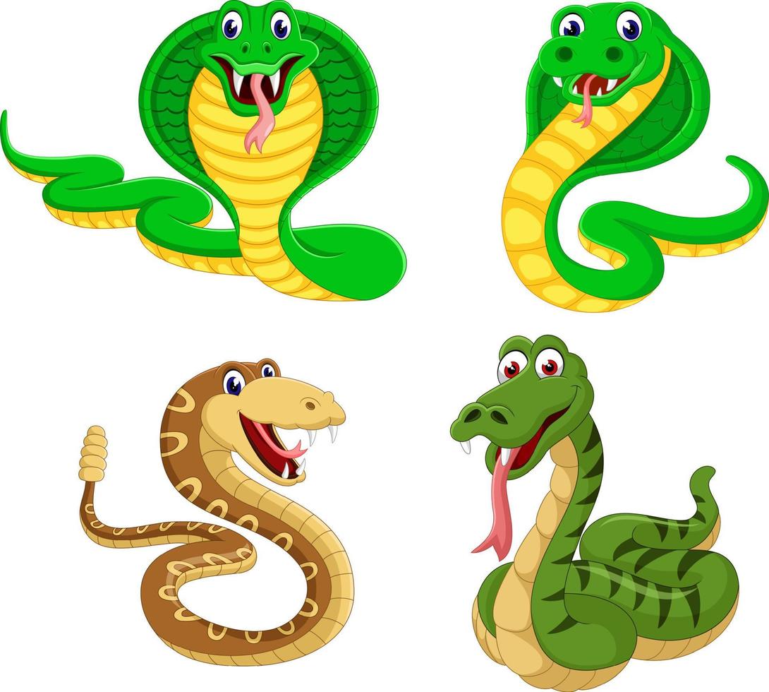 de samling av de stor ormar i de annorlunda uttryck vektor