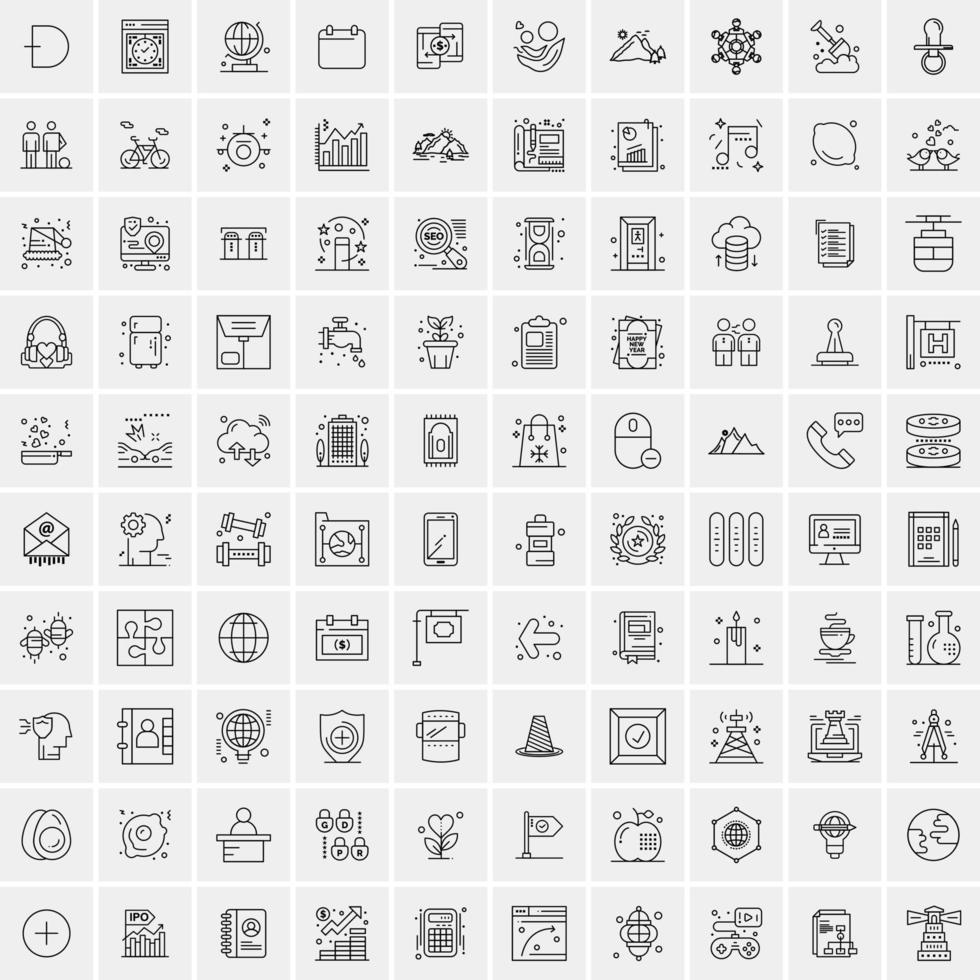 uppsättning av 100 kreativ företag linje ikoner vektor