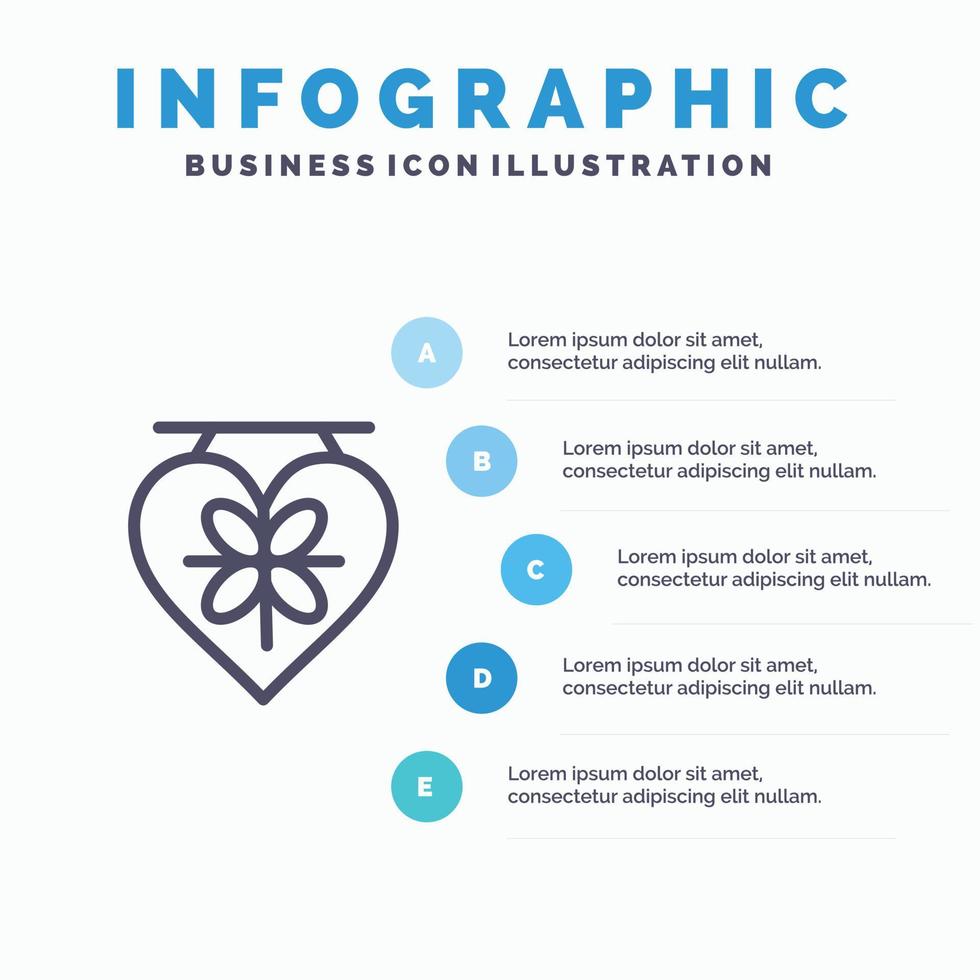 styrelse kärlek hjärta bröllop linje ikon med 5 steg presentation infographics bakgrund vektor