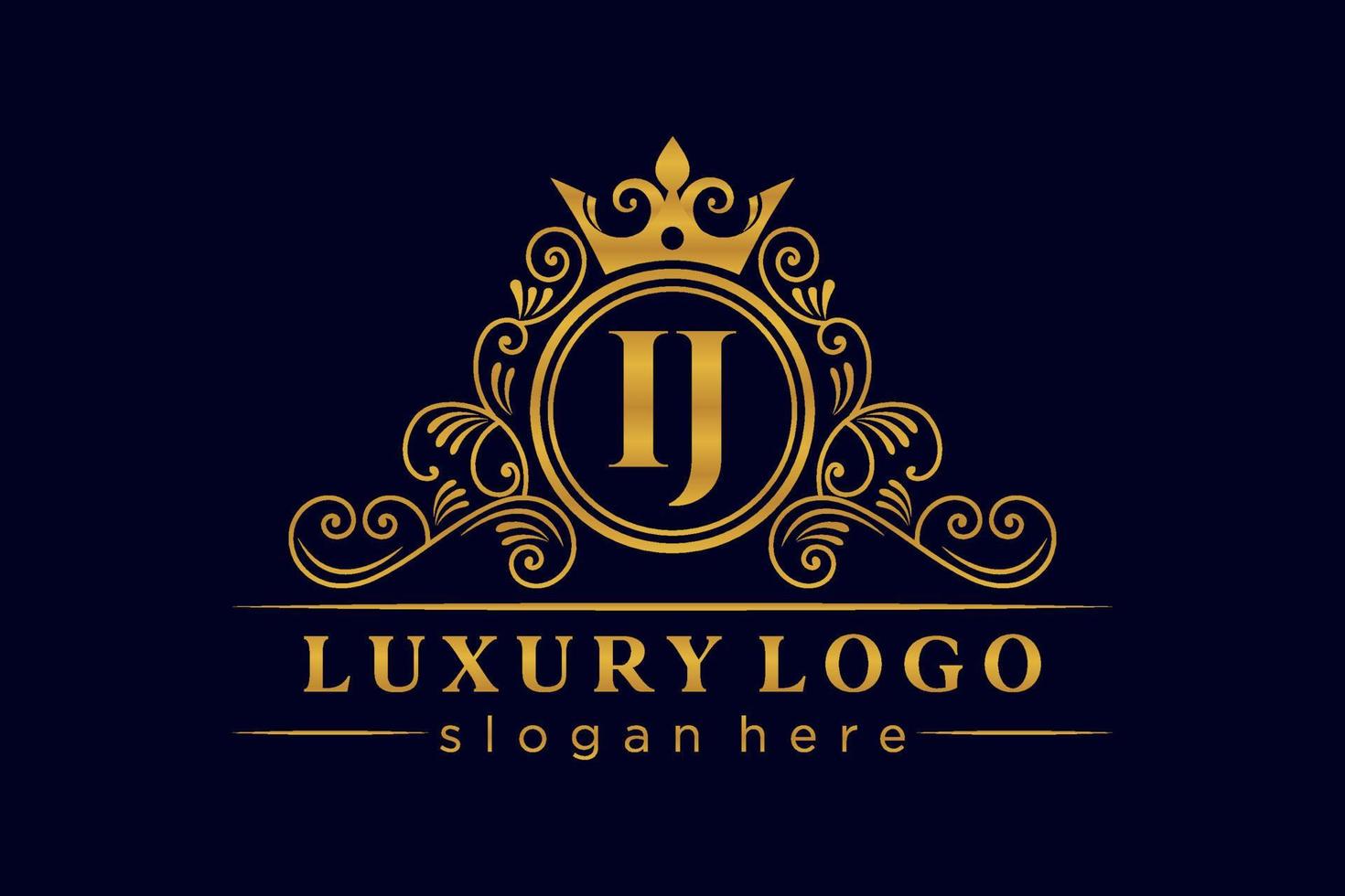 ij anfangsbuchstabe gold kalligraphisch feminin floral handgezeichnet heraldisches monogramm antik vintage stil luxus logo design premium vektor