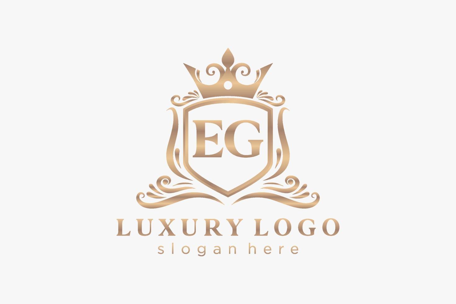 första t.ex brev kunglig lyx logotyp mall i vektor konst för restaurang, kungligheter, boutique, Kafé, hotell, heraldisk, Smycken, mode och Övrig vektor illustration.