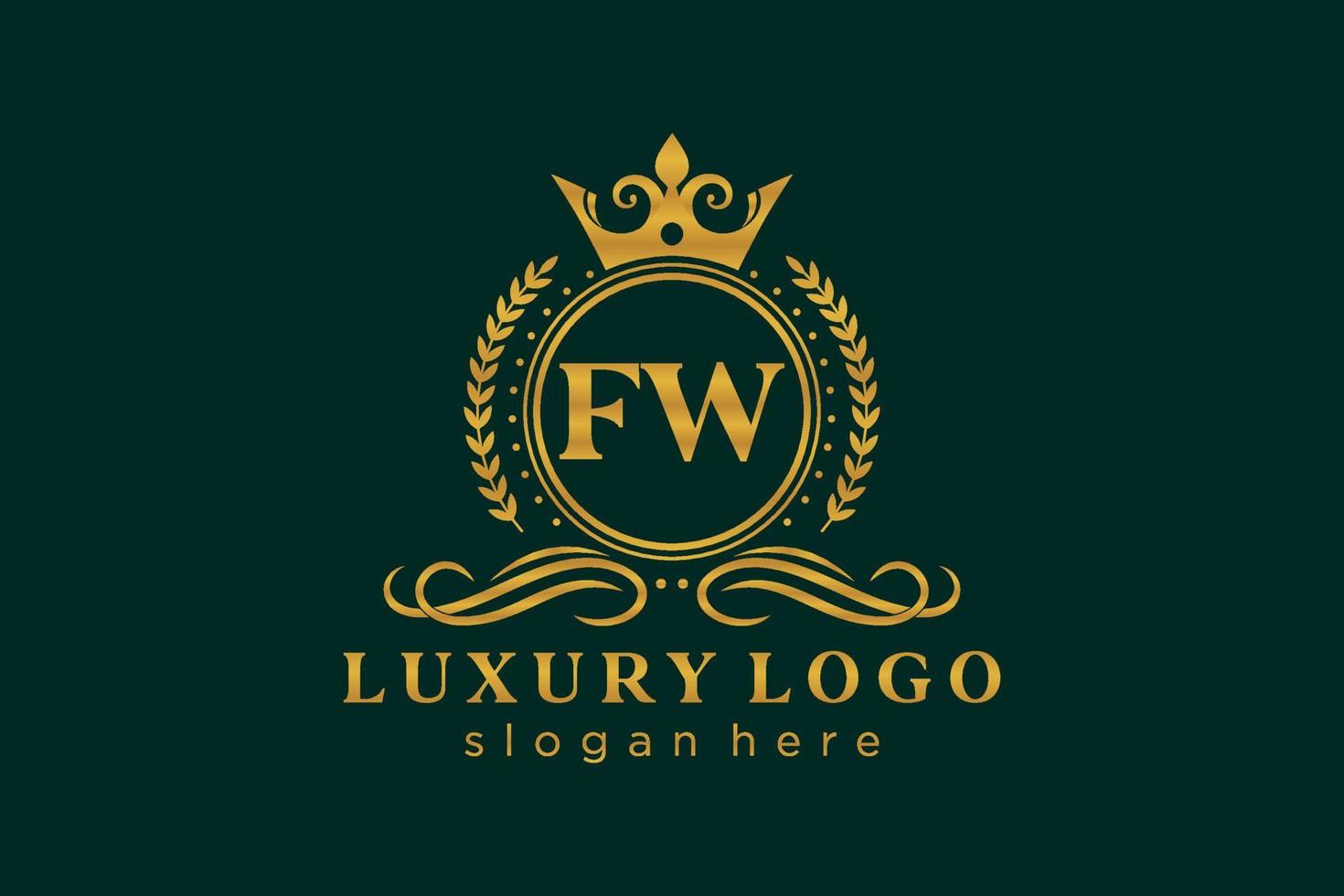 första fw brev kunglig lyx logotyp mall i vektor konst för restaurang, kungligheter, boutique, Kafé, hotell, heraldisk, Smycken, mode och Övrig vektor illustration.