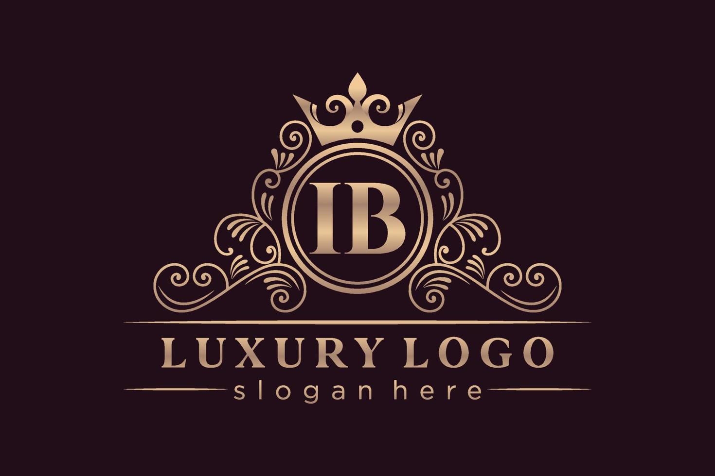 ib anfangsbuchstabe gold kalligrafisch feminin floral handgezeichnet heraldisch monogramm antik vintage stil luxus logo design premium vektor