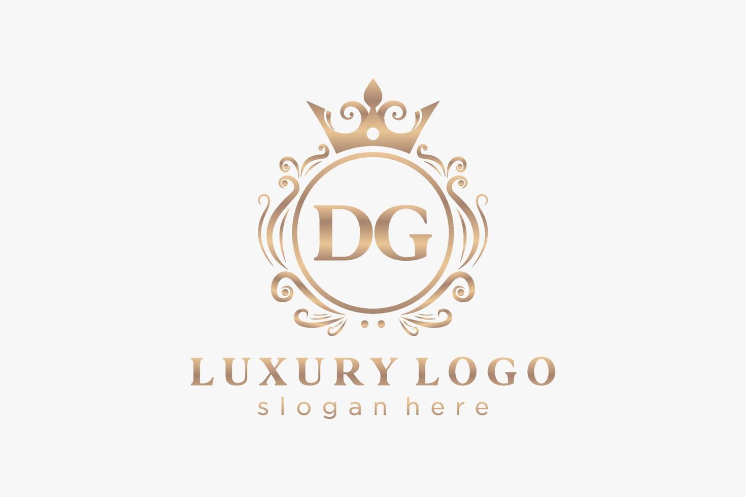 Royal Luxury Logo-Vorlage mit anfänglichem dg-Buchstaben in Vektorgrafiken für Restaurant, Lizenzgebühren, Boutique, Café, Hotel, Heraldik, Schmuck, Mode und andere Vektorillustrationen. vektor