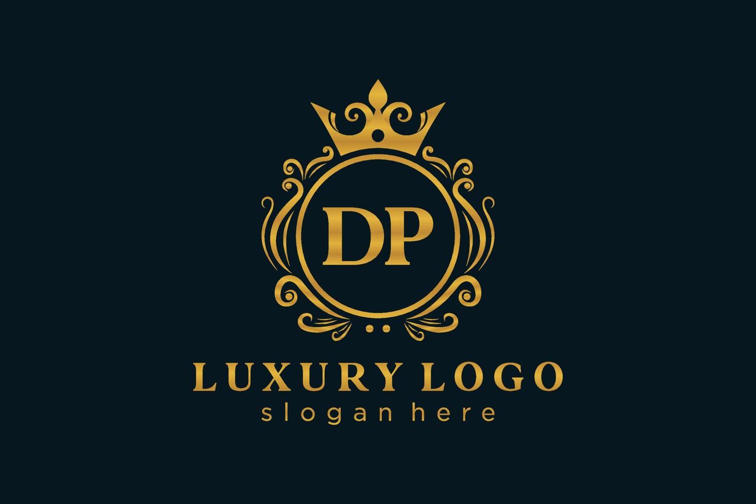 första dp brev kunglig lyx logotyp mall i vektor konst för restaurang, kungligheter, boutique, Kafé, hotell, heraldisk, Smycken, mode och Övrig vektor illustration.